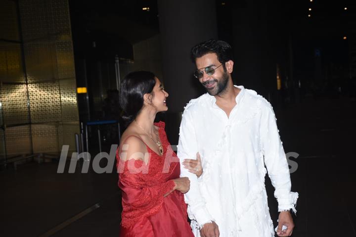 Newlyweds Rajkummar Rao and Patralekhaa spotted at the airport