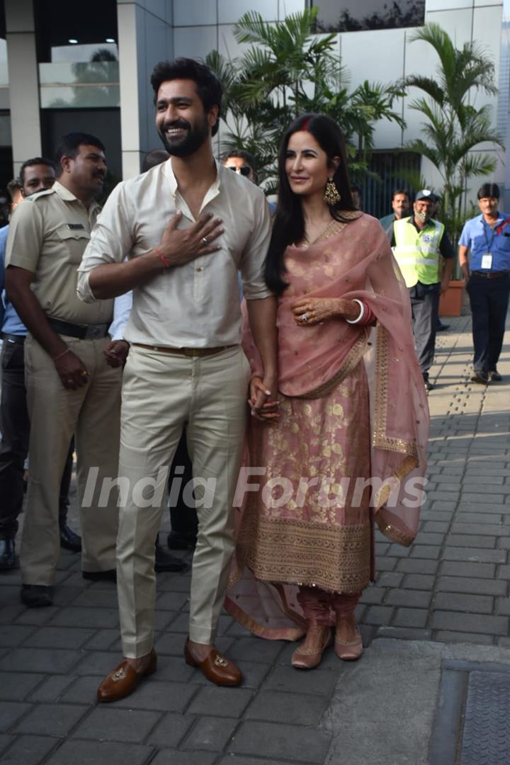 Vicky Kaushal and Katrina Kaif first public appearance as married couple