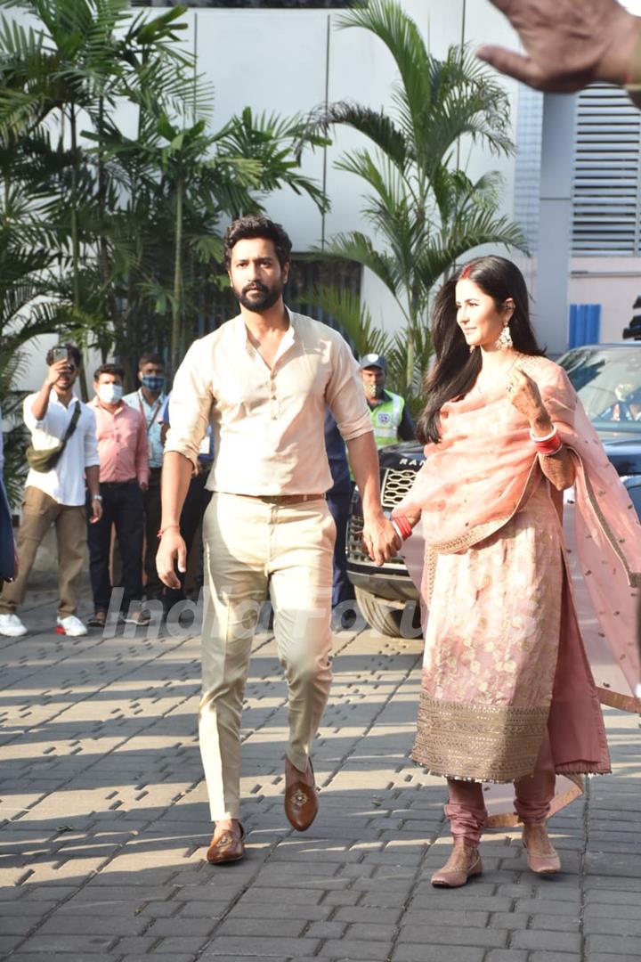 Vicky Kaushal and Katrina Kaif first public appearance as married couple