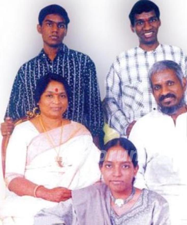 Ilaiyaraaja With His Wife Jeeva (L), Sons Yuvan Shankar, and Karthik Raja (Standing), Daughter Bhavatharini (Sitting Front)