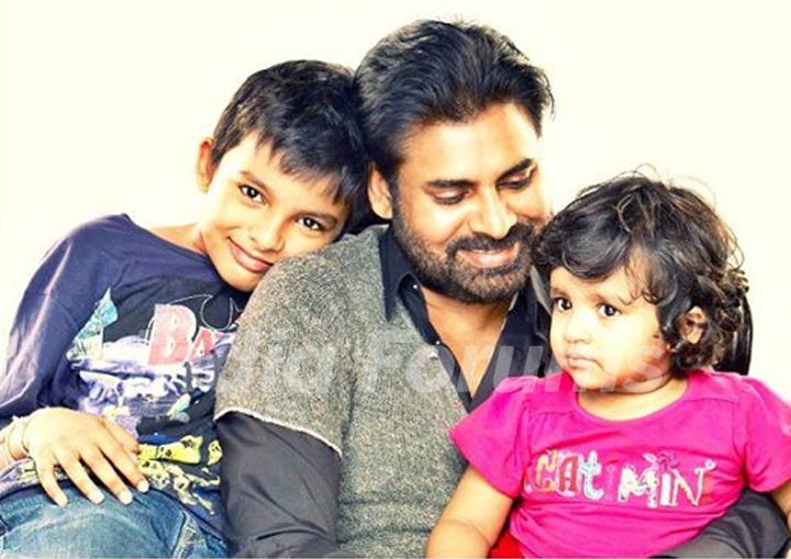 Pawan Kalyan  with his children