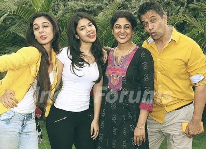 Arjun Sarja with his wife and daughters