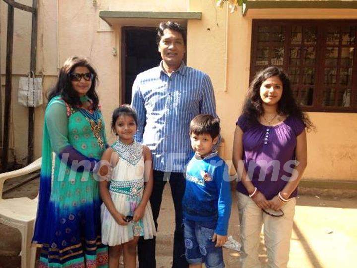 Aditya Srivastava with his wife and children