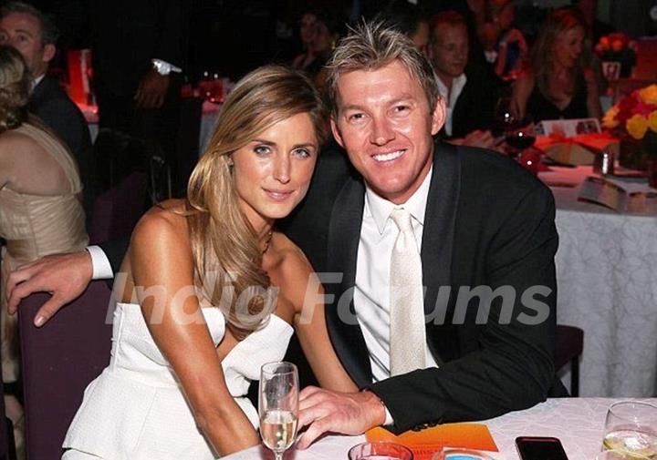 Brett Lee with his wife Lana Anderson