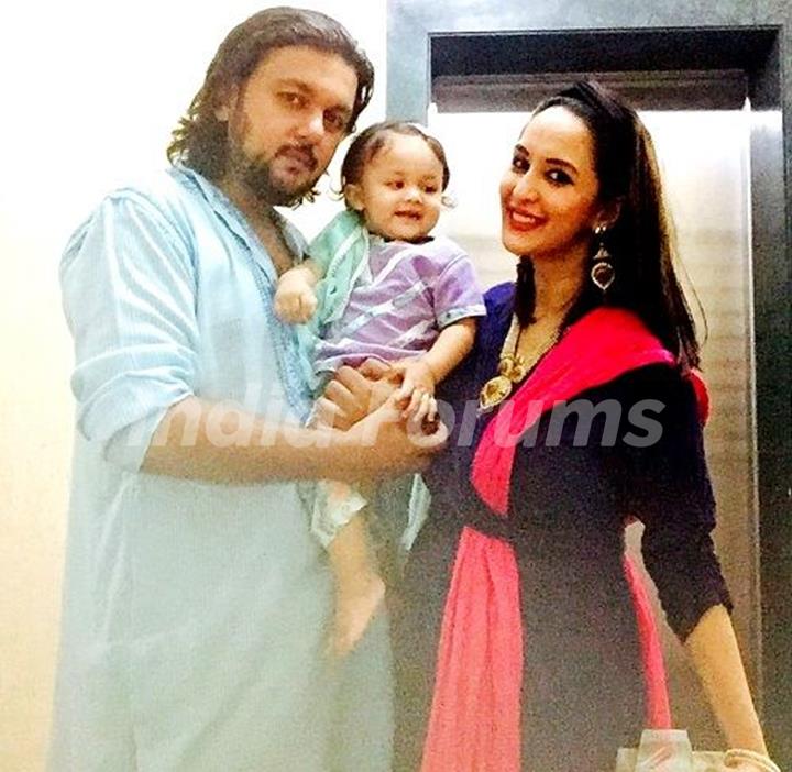 Chahat Khanna with her husband Farhan Mirza and daughter Zohar Mirza