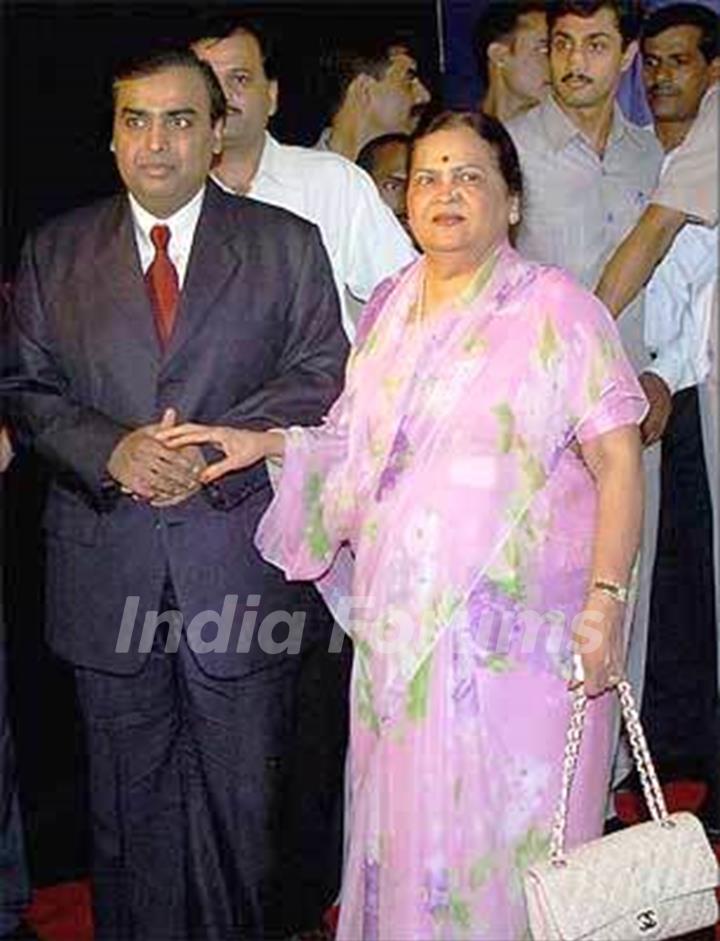 Mukesh Ambani with his mother Kokilaben Ambani