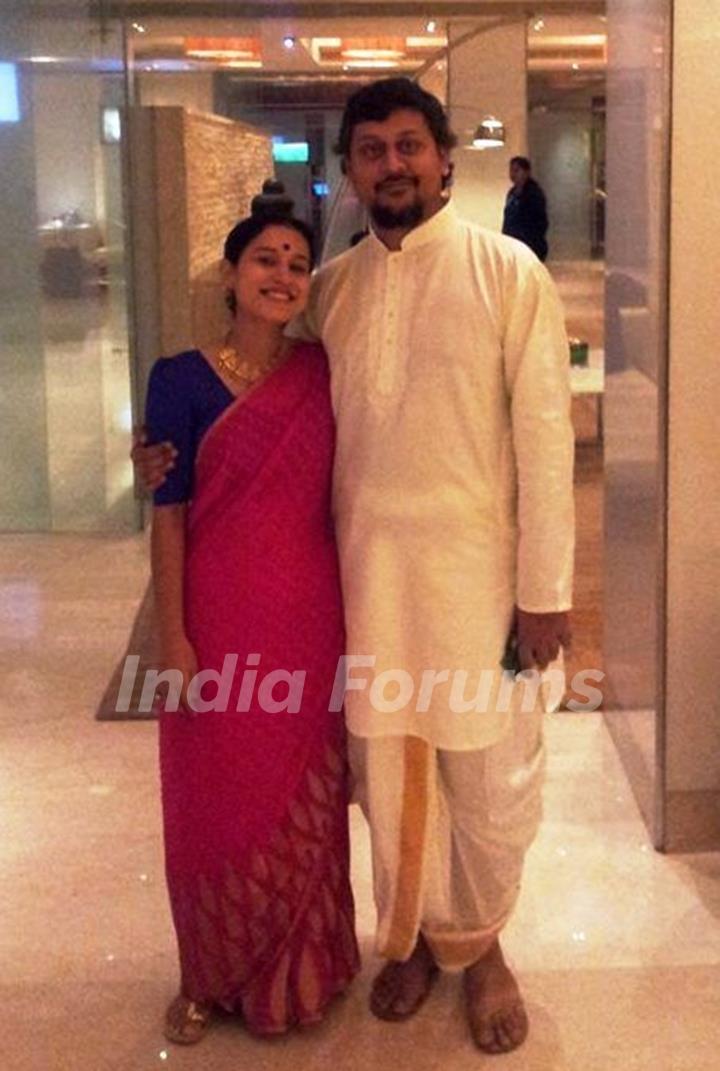 Tillotama Shome with her husband