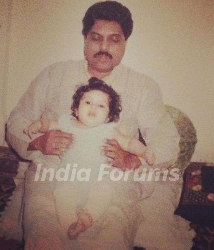 young Bhumi Pednekar with her father