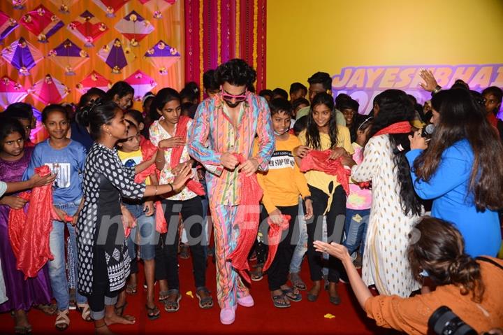 Ranveer singh for jayeshbhai jordaar children screening at juhu pvr