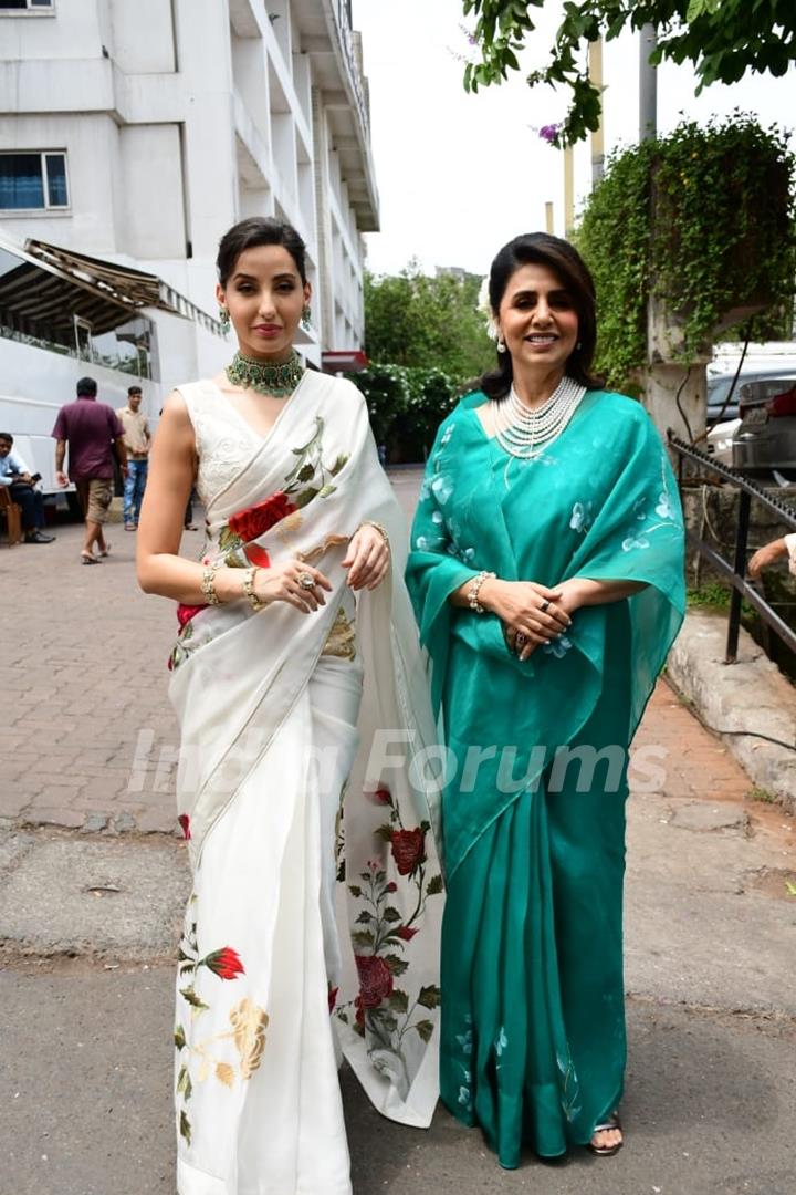 Neetu Kapoor and Nora Fatehi spotted at on the set of Dance Deewane Juniors