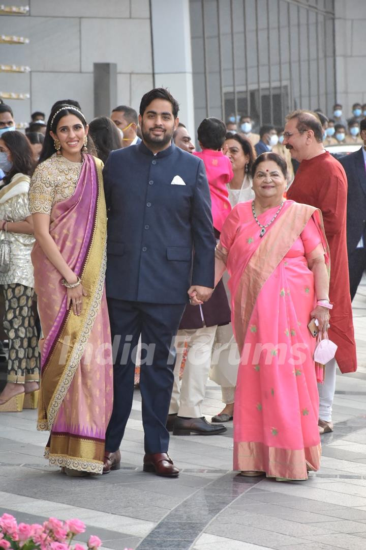 Akash Ambani and Shloka Mehta  spotted at Radhika Merchant’s Arangetram Ceremony at Jio World Centre 