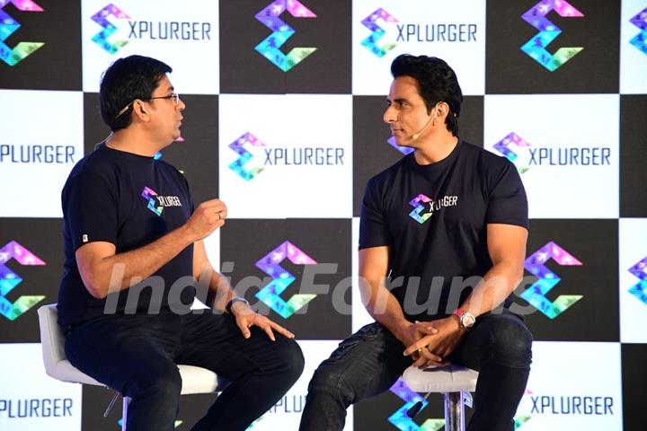 Sonu Sood and Jitin Bhatia Founder of Explurger clicked for an event launches a app in the city 