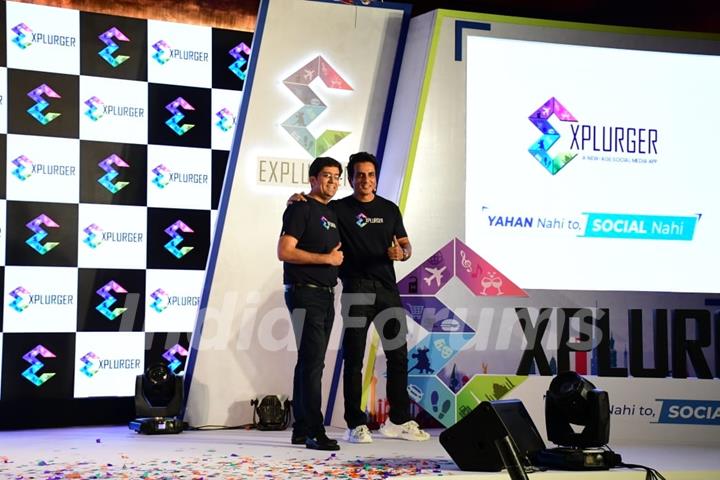 Sonu Sood and Jitin Bhatia Founder of Explurger clicked for an event launches a app in the city 