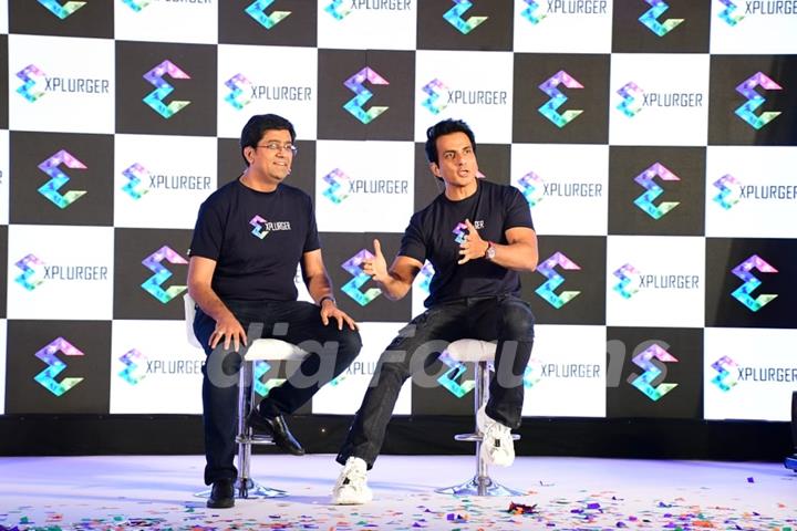 Sonu Sood and Jitin Bhatia Founder of Explurger clicked for an event launches a app in the city 