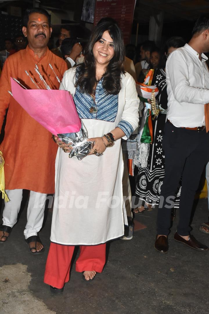 Ekta Kapoor spotted at Shree Siddhivinayak Mandir