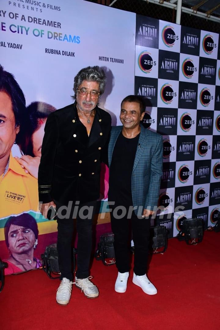 Shakti Kapoor poses with Rajpal Yadav  at the screening of Ardh last night 