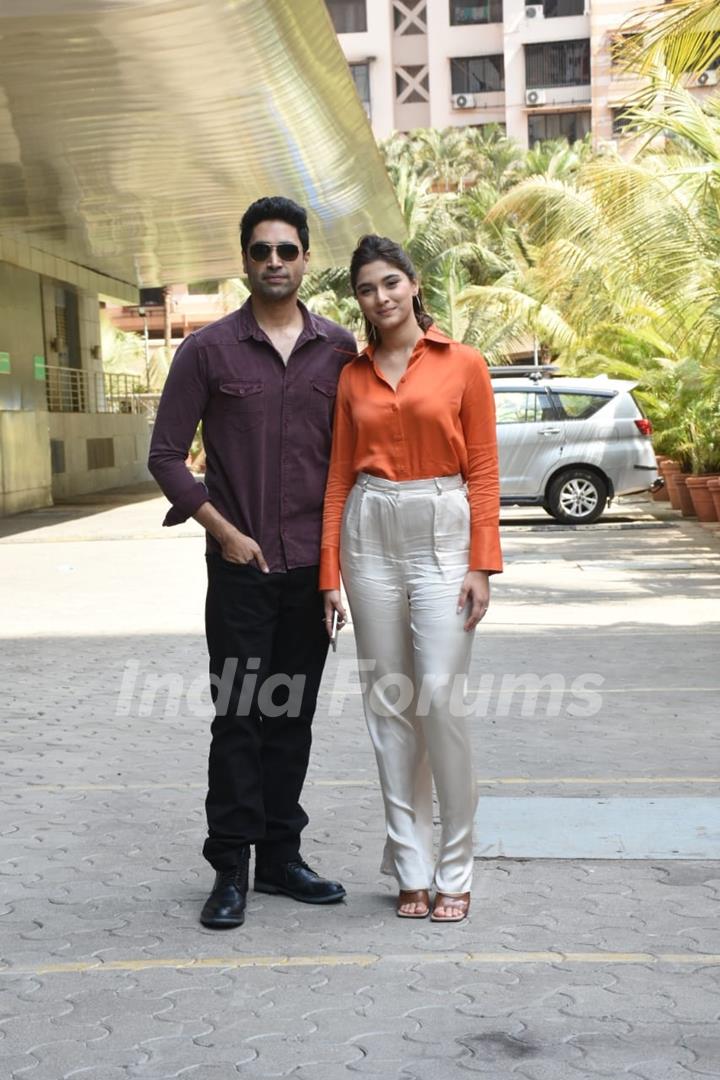 Adivi Sesh and Saiee Manjrekar spotted at the success press meet for their film Major at Andheri 