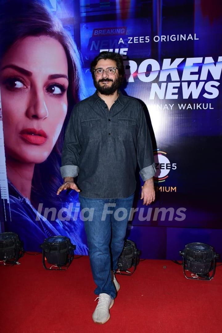 Goldie Behl spotted at the screening of The Broken News
