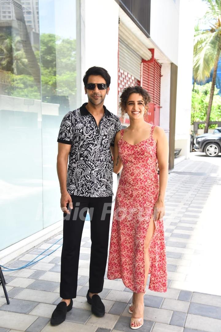 Rajkummar Rao and Sanya Malhotra snapped during the promotions of their upcoming film Hit – The First Case at Andheri
