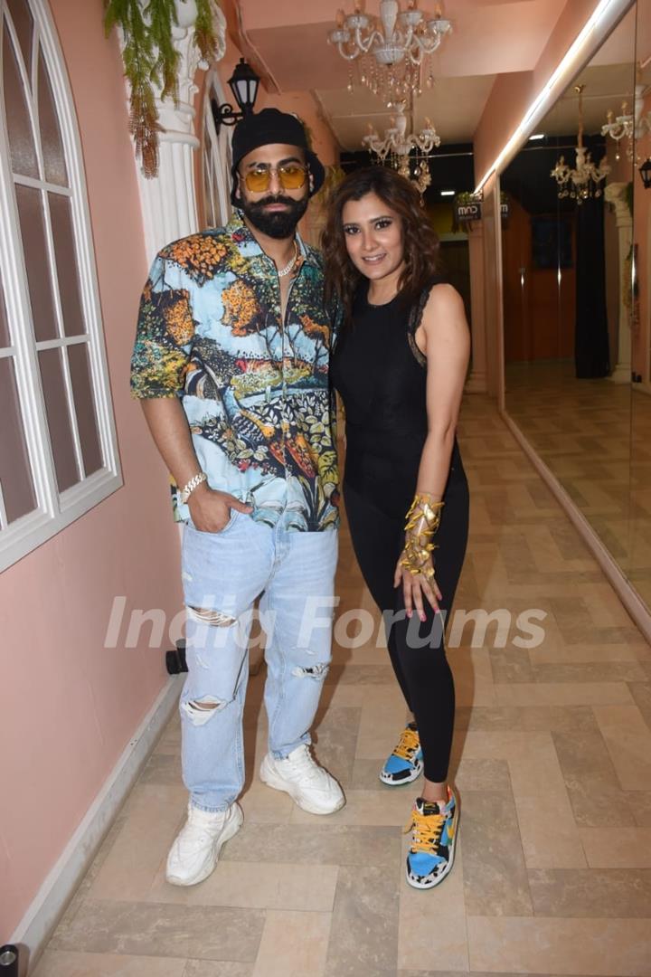 Aastha Gill poses with Rappar Bali spotted in the city