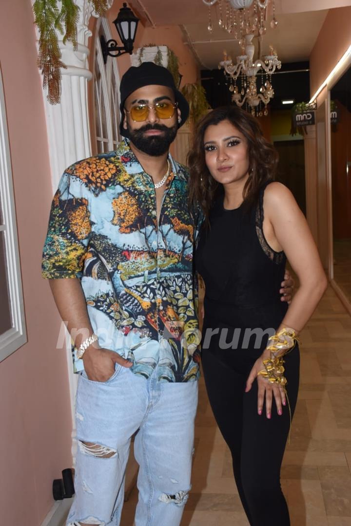 Aastha Gill poses with Rappar Bali spotted in the city