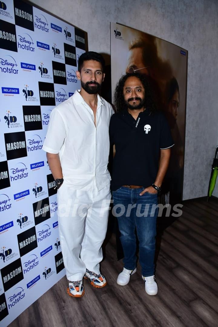Ravi Dubey and Gurmmeet Singh snapped at the screening of Masoom series in the city 