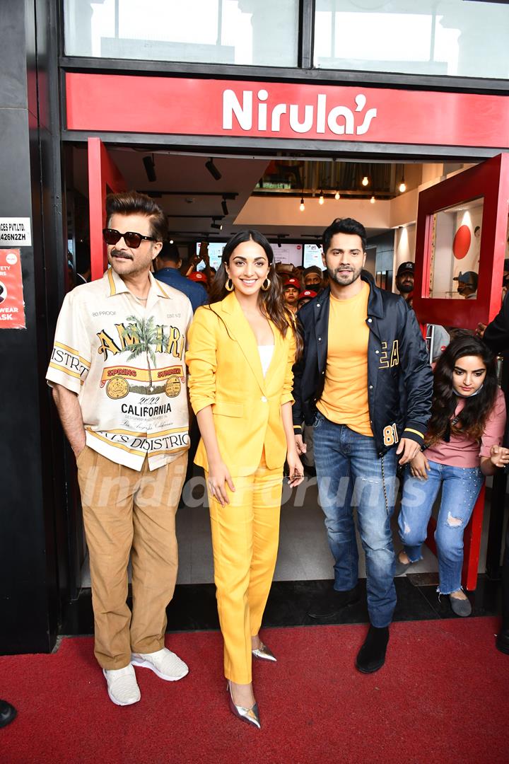 Anil Kapoor, Varun Dhawan, Kiara Advani, Maniesh Paul snapped promoting their film JugJugg Jeeyo at an ice-cream centre in Delhi