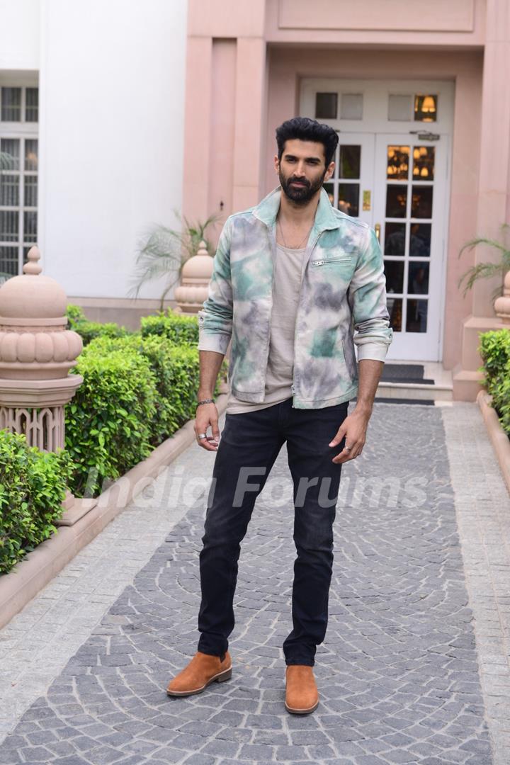 Aditya Roy Kapur clicked for photoshoot for upcoming movie Rashtra Kavach Om at Imperial Hotel in new Delhi