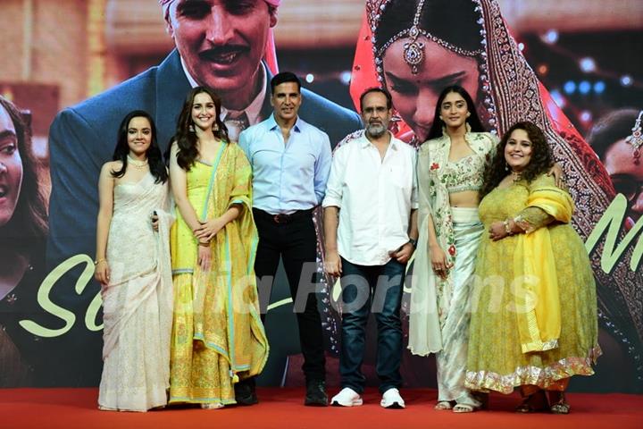 Akshay Kumar, Sadia Khateeb, Deepika Khanna, Sahejmeen Kaur, Smrithi Srikanth and Aanand L. Rai spotted for Raksha Bandhan song launch at Lalit hotel 