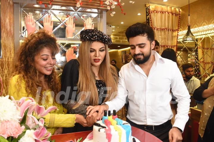 Rakhi Sawant attends a store launch with beau Adil Khan