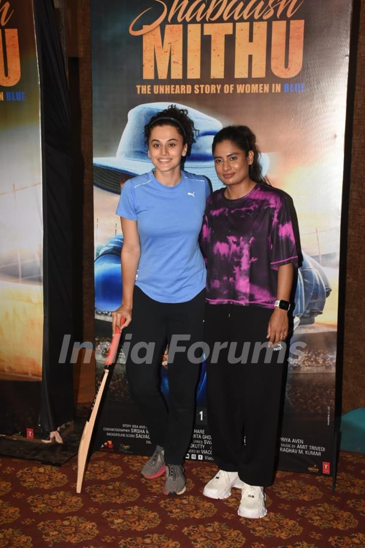 Taapsee Pannu and Mithali Raj snapped promoting their upcoming film Shabaash Mithu 
