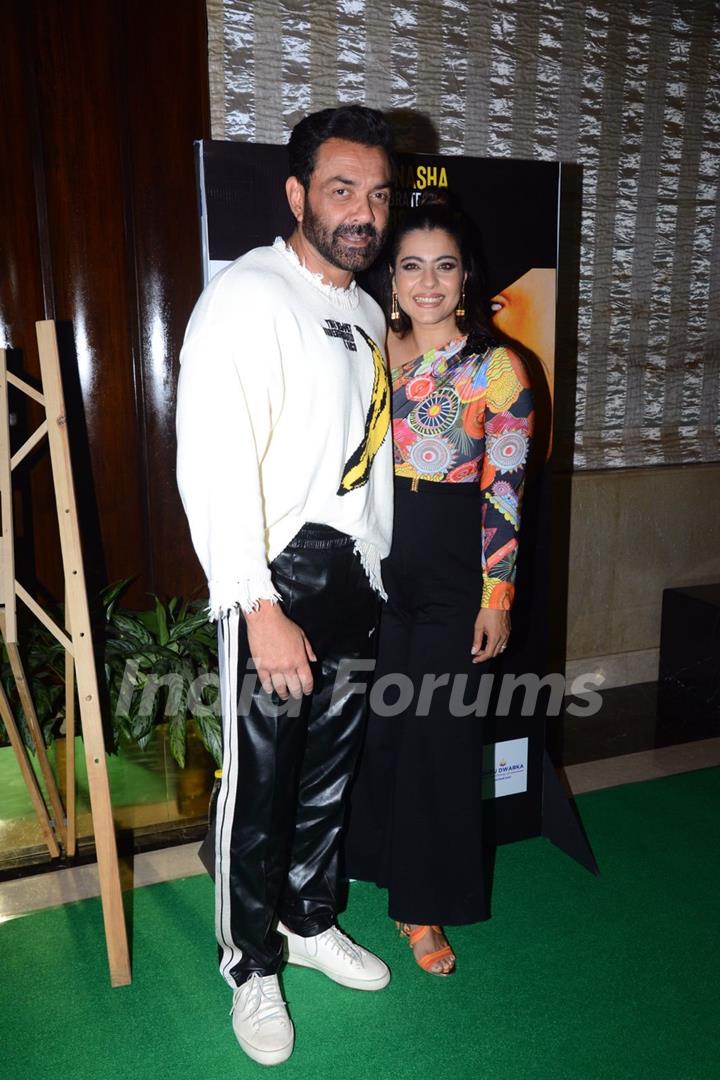 Bobby Deol poses with Kajol snapped the special screening of Gupt