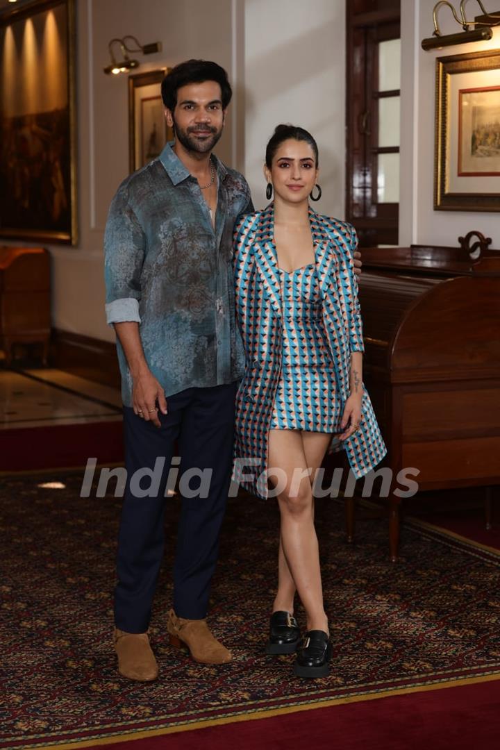 Rajkummar Rao and Sanya Malhotra snapped promoting their upcoming film Hit – The First Case in Delhi 