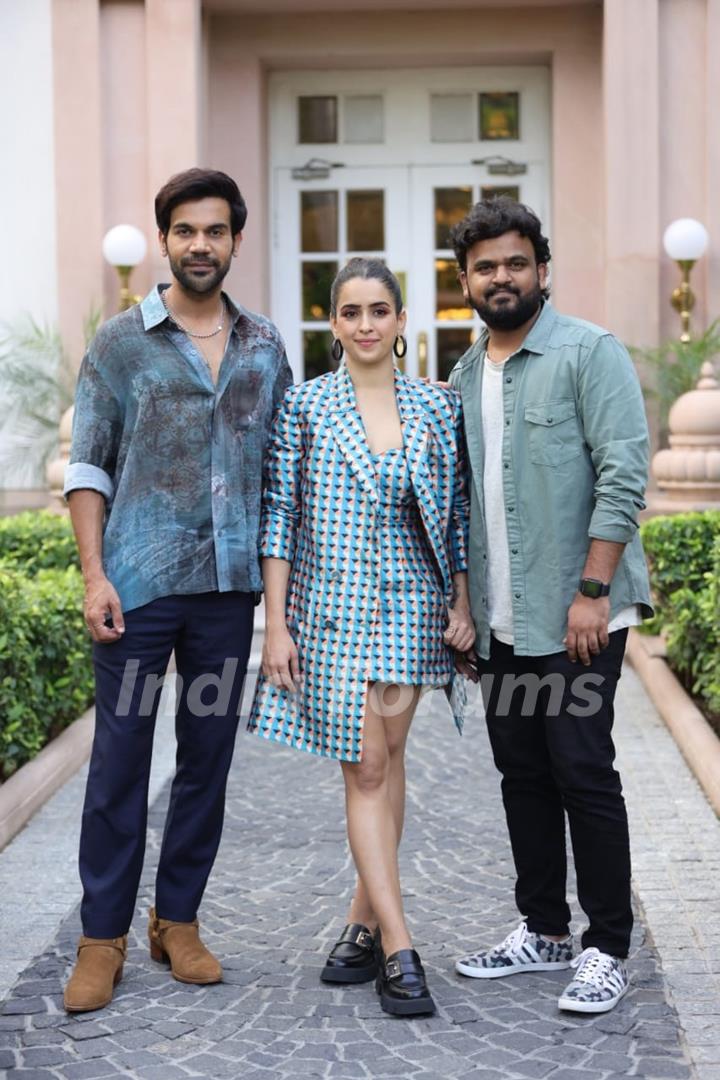 Rajkummar Rao and Sanya Malhotra snapped promoting their upcoming film Hit – The First Case in Delhi 