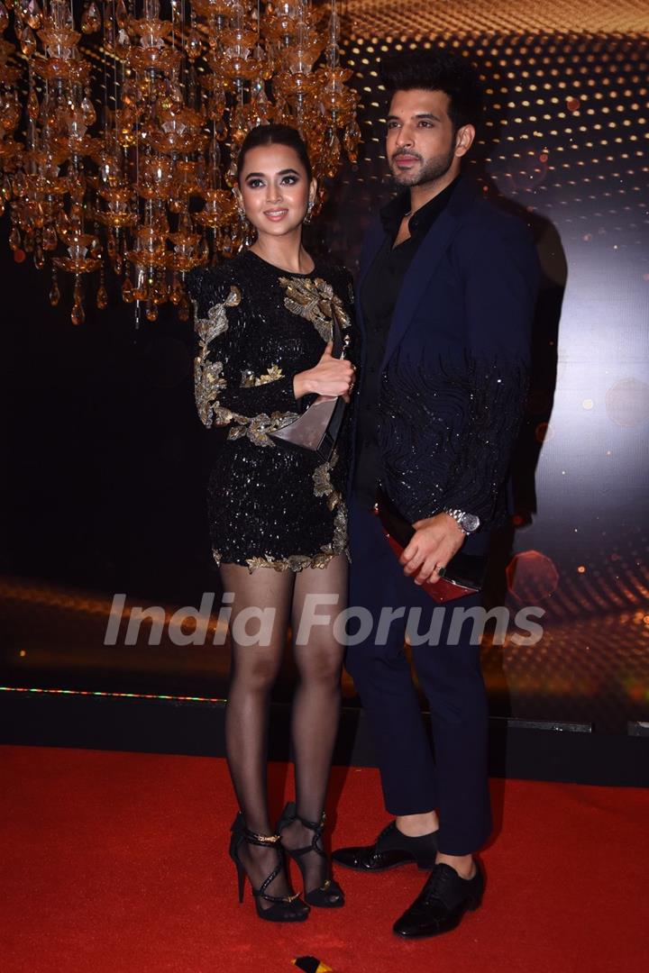 Tejasswi Prakash poses with Karan Kundrra grace the Red carpet at the India Most Stylish Awards 2022 