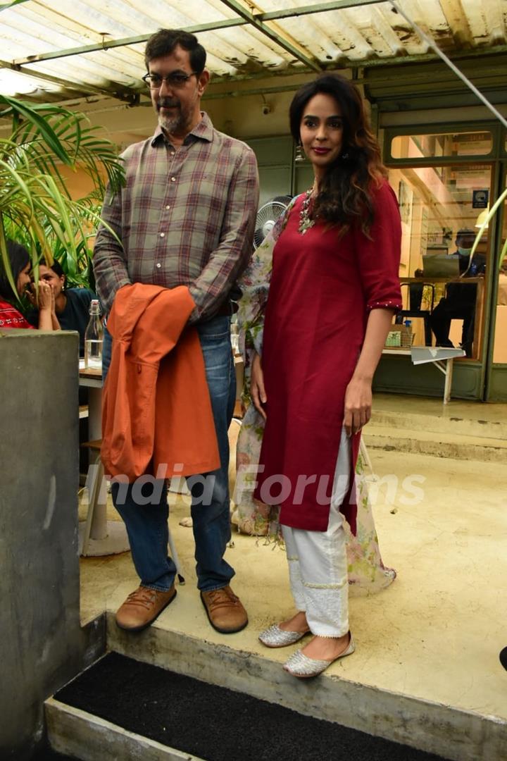 Mallika Sherawat and Rajat Kapoor snapped at The Kitchen Garden in Bandra