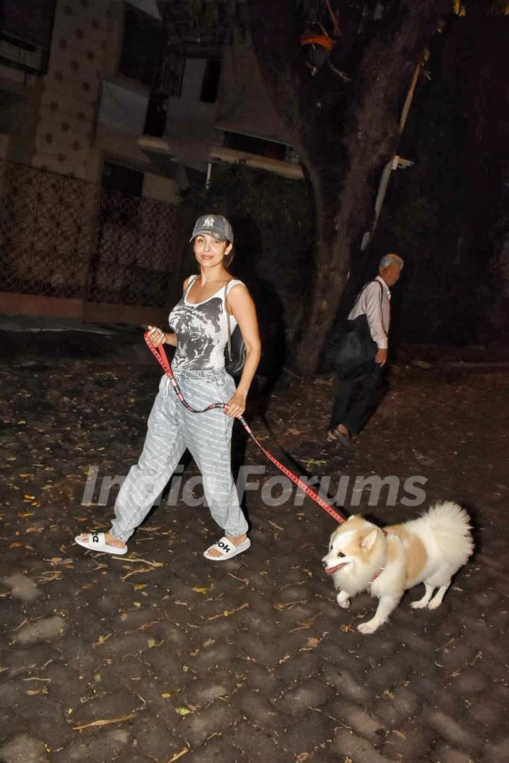 Malaika Arora spotted with her pet in Bandra