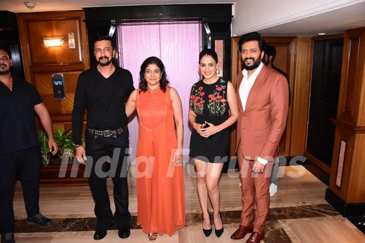 Kiccha Sudeep, Priya Sudeep, Riteish Deshmukh, Genelia D’Souza attends the press conference of the film Vikrant Rona