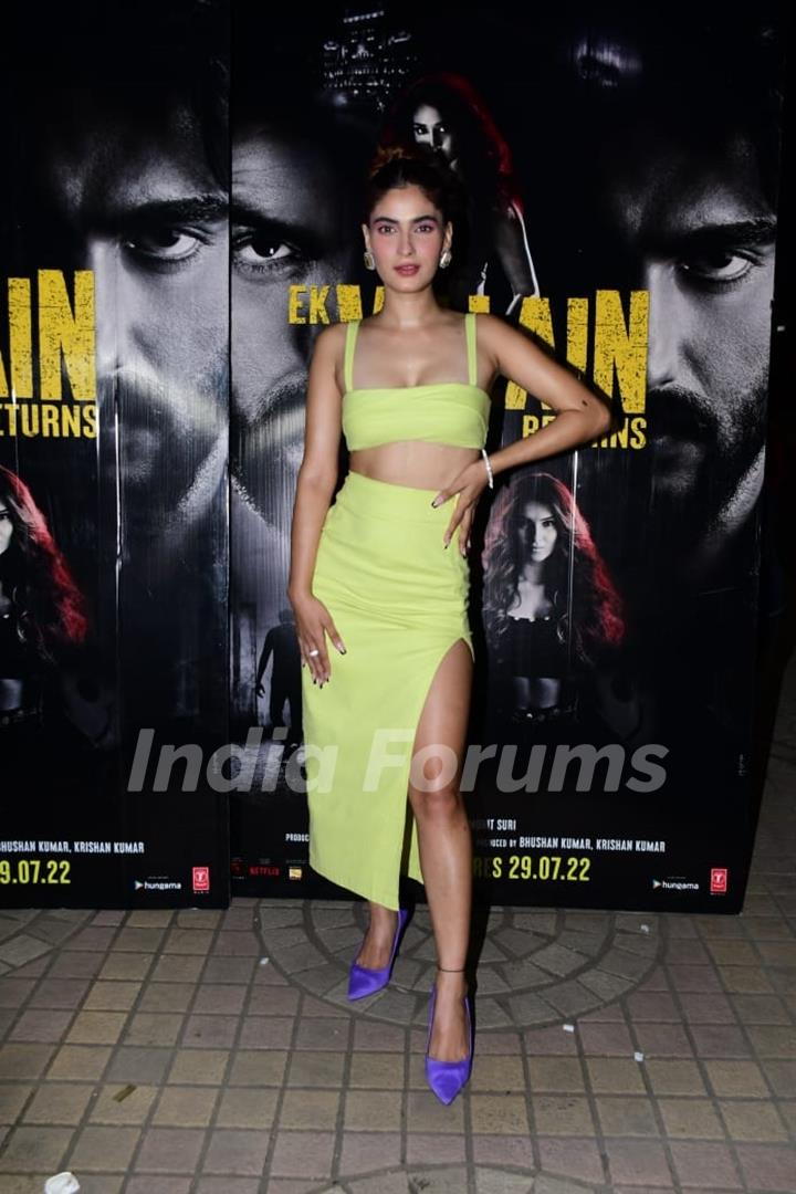 Karishma Sharma clicked at the screening of Ek Villian Returns in a neon co-ord set
