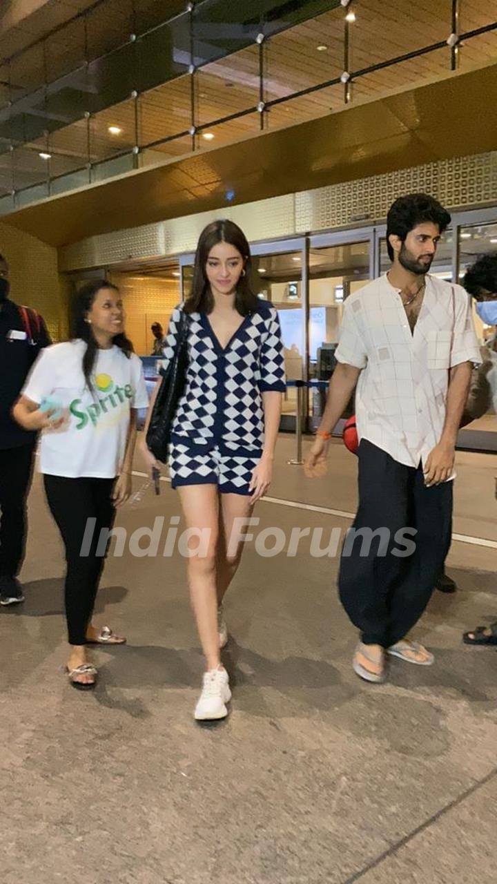 Ananya Panday spotted the the airport in a black and white co-ord set