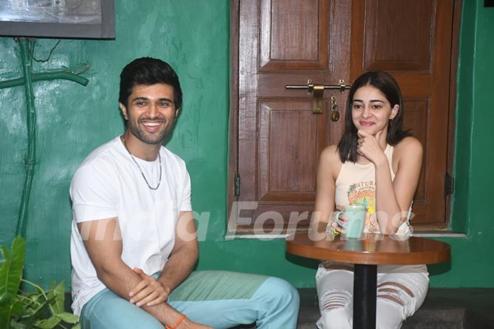 Vijay Deverakonda and Ananya Panday snapped promoting their upcoming film Liger in Bandra