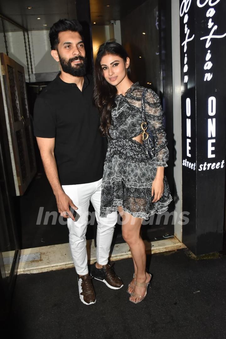 Mouni Roy poses with husband Suraj Nambir clicked at Bastian in Bandra 