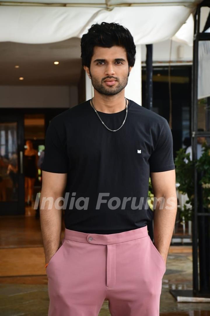 Vijay Devarakond snapped promoting their film Liger at Sun N Sand Hotel in Juhu