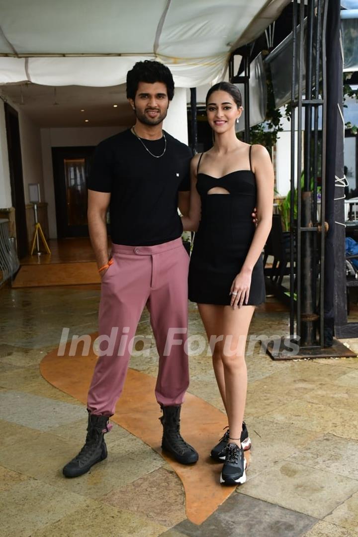 Vijay Devarakond snapped promoting their film Liger at Sun N Sand Hotel in Juhu