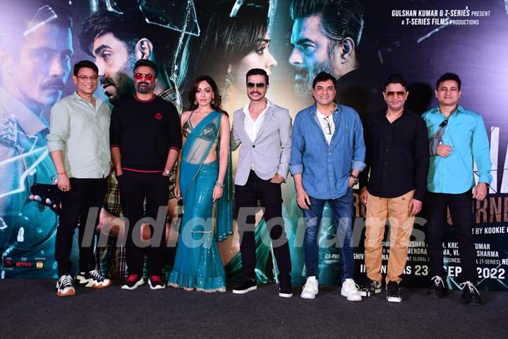 R. Madhavan, Darshan Kumar, Khushali Kumar, Bhushan Kumar spotted at the teaser launch of Dhokha Round D Corner