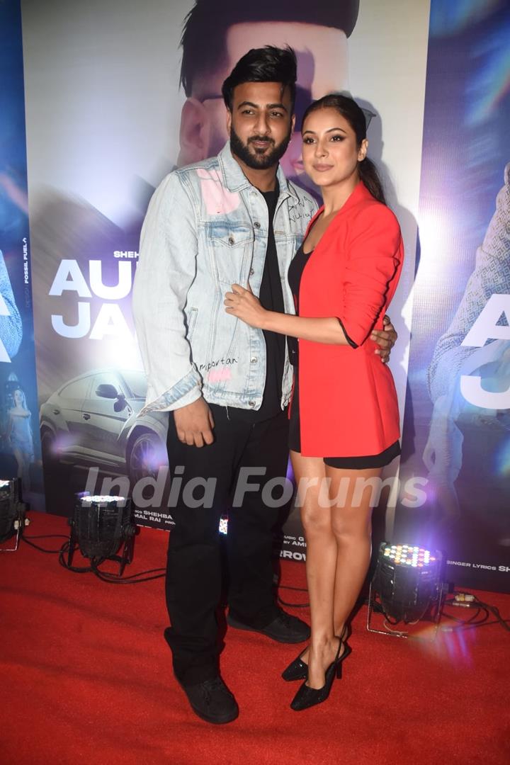 Shehnaaz Gill and Shehbaz Badesha clicked at the launch of the song Aunda Janda 