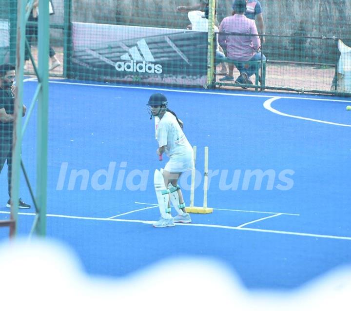 Janhvi Kapoor spotted during cricket training for Mr. And Mrs. Mahi in Juhu