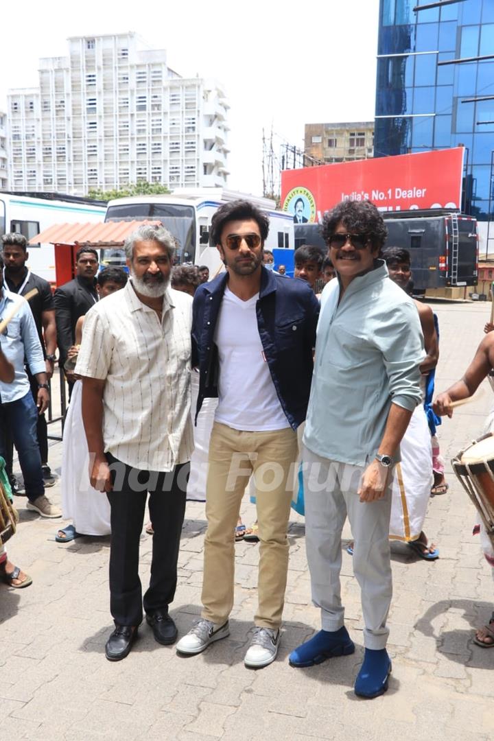 Ranbir Kapoor, Nagarjuna and S.S Rajamouli spotted in Chennai for the promotion of Brahmastra