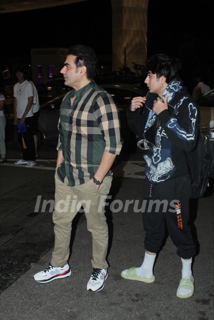 Arbaaz Khan and his son Arhaan Khan spotted at the Mumbai airport