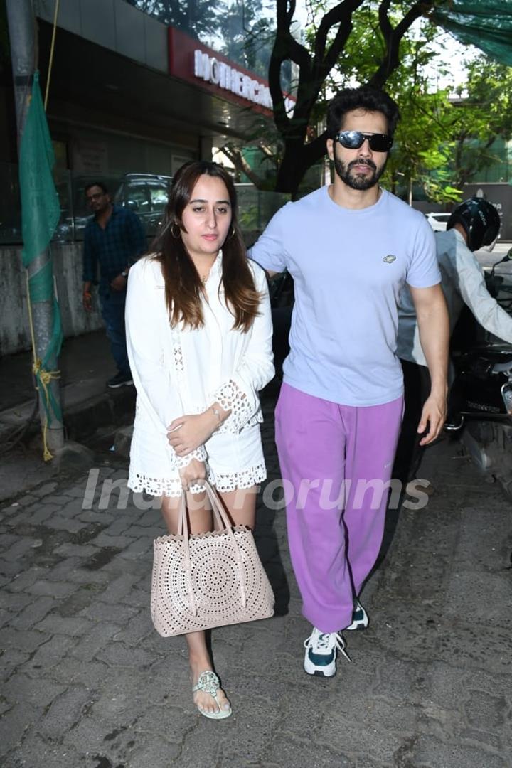 arun Dhawan and Natasha Dalal spotted in Juhu